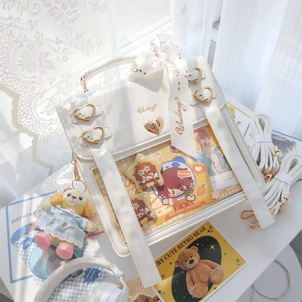 Ita Bag Backpack Pins Display Backpack with Insert Ribbon JK Single Shoulder Crossbody Bag Square Handbag and Purse (Green)