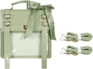 Ita Bag Backpack Pins Display Backpack with Insert Ribbon JK Single Shoulder Crossbody Bag Square Handbag and Purse (Green)