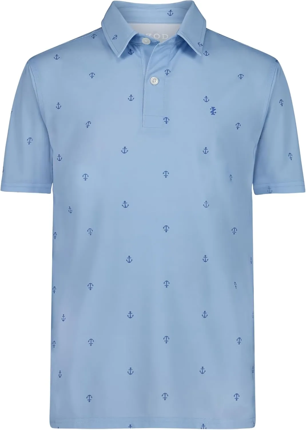 IZOD Boys' Performance Golf Grid Short Sleeve Stretch Collared Polo Shirt