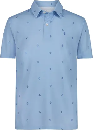 IZOD Boys' Performance Golf Grid Short Sleeve Stretch Collared Polo Shirt