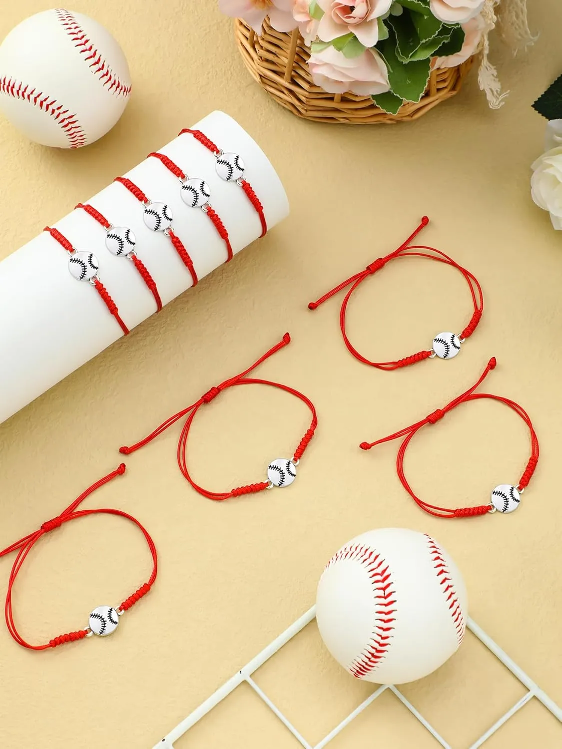 Jadive 20 Pcs Softball Bracelets Bulk Softball Party Favors Sport Team Gifts Baseball Bracelets Adjustable Coach Gifts Graduation Favors for Players