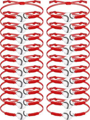 Jadive 20 Pcs Softball Bracelets Bulk Softball Party Favors Sport Team Gifts Baseball Bracelets Adjustable Coach Gifts Graduation Favors for Players