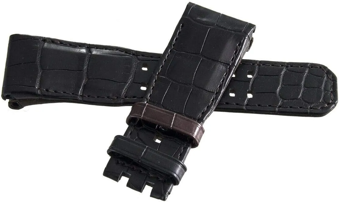 Jaeger-LeCoultre Men's 25mm Black and Brown Leather Watch Band Strap M-F