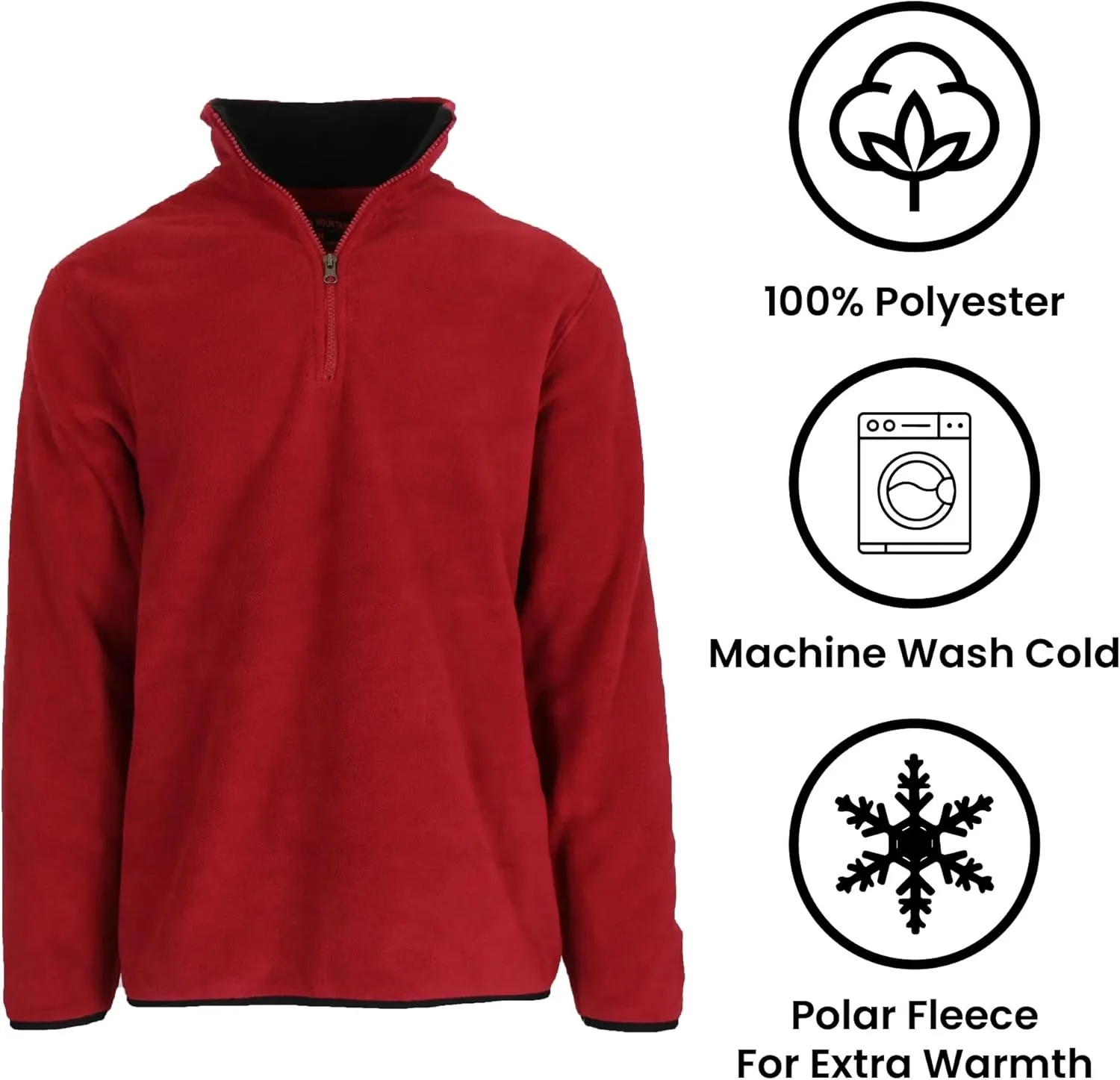 JH DESIGN GROUP Men’s Quarter Zip Thermal Fleece Pullover Long Sleeve Sweatshirt Mid Weight Sweater in 6 Colors