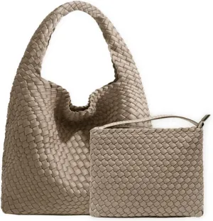 JINMANXUE Woven Purse for Women, Neoprene Top-handle Shoulder Bag, Hobo Tote, Travel Handbag, Wrist Bag For Work Shopping