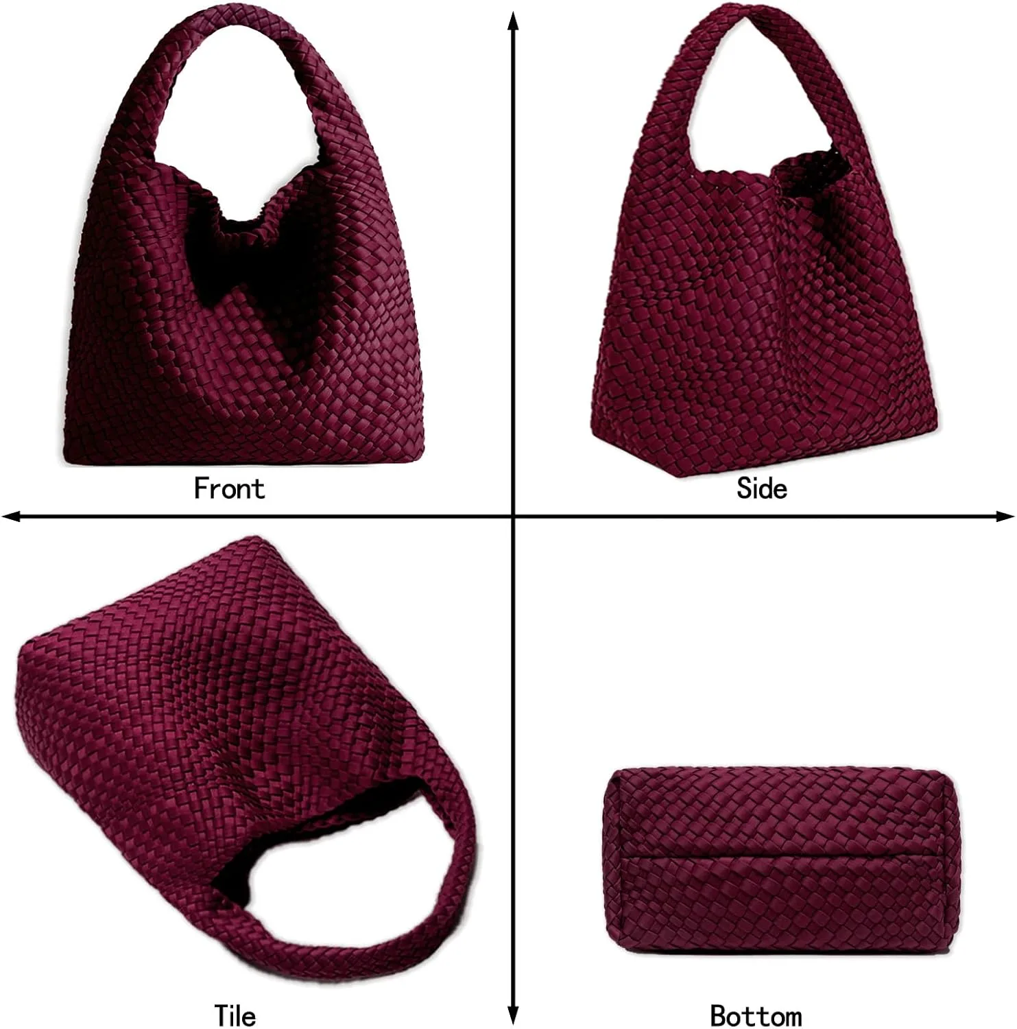 JINMANXUE Woven Purse for Women, Neoprene Top-handle Shoulder Bag, Hobo Tote, Travel Handbag, Wrist Bag For Work Shopping