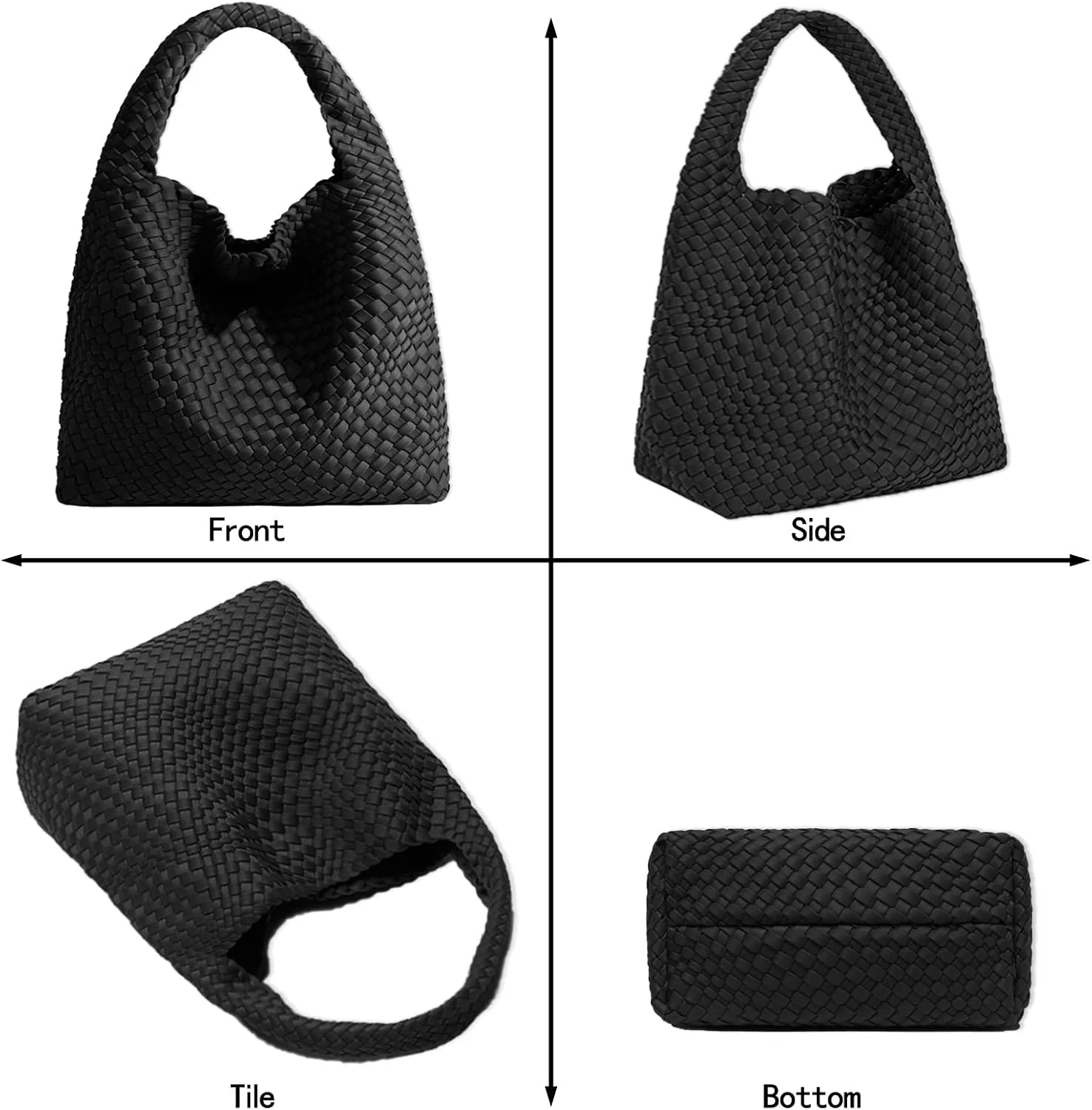 JINMANXUE Woven Purse for Women, Neoprene Top-handle Shoulder Bag, Hobo Tote, Travel Handbag, Wrist Bag For Work Shopping