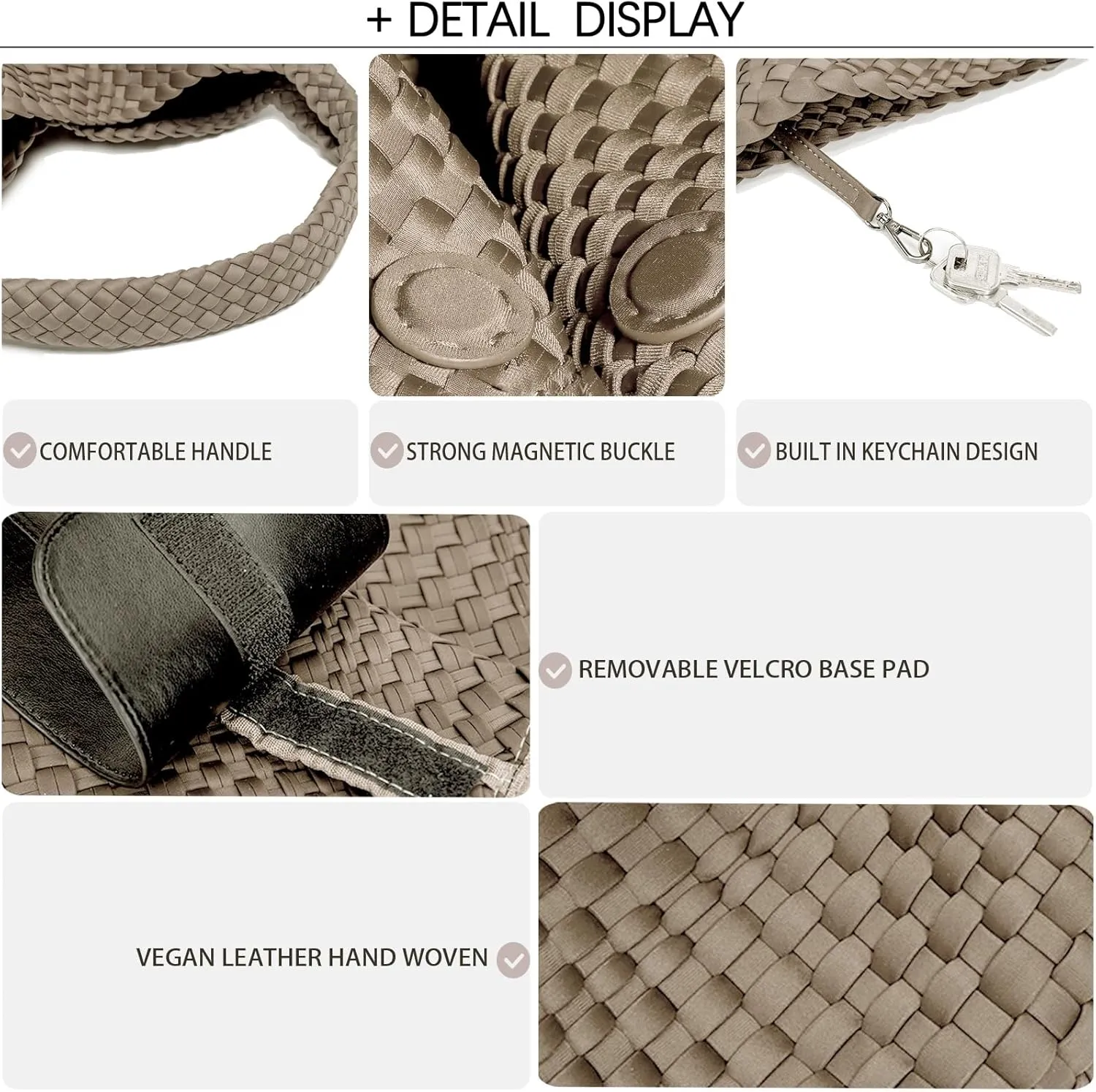 JINMANXUE Woven Purse for Women, Neoprene Top-handle Shoulder Bag, Hobo Tote, Travel Handbag, Wrist Bag For Work Shopping