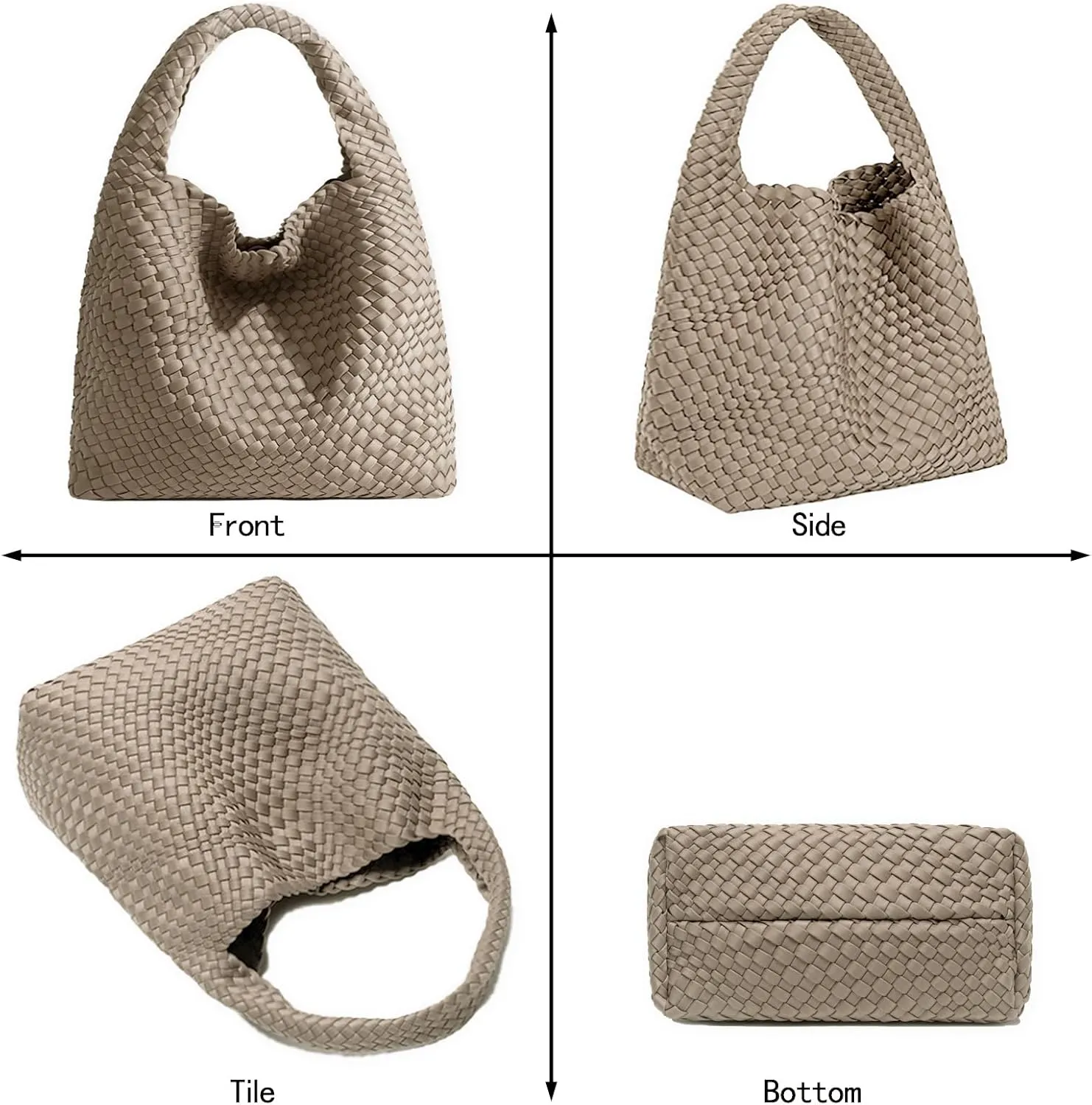 JINMANXUE Woven Purse for Women, Neoprene Top-handle Shoulder Bag, Hobo Tote, Travel Handbag, Wrist Bag For Work Shopping
