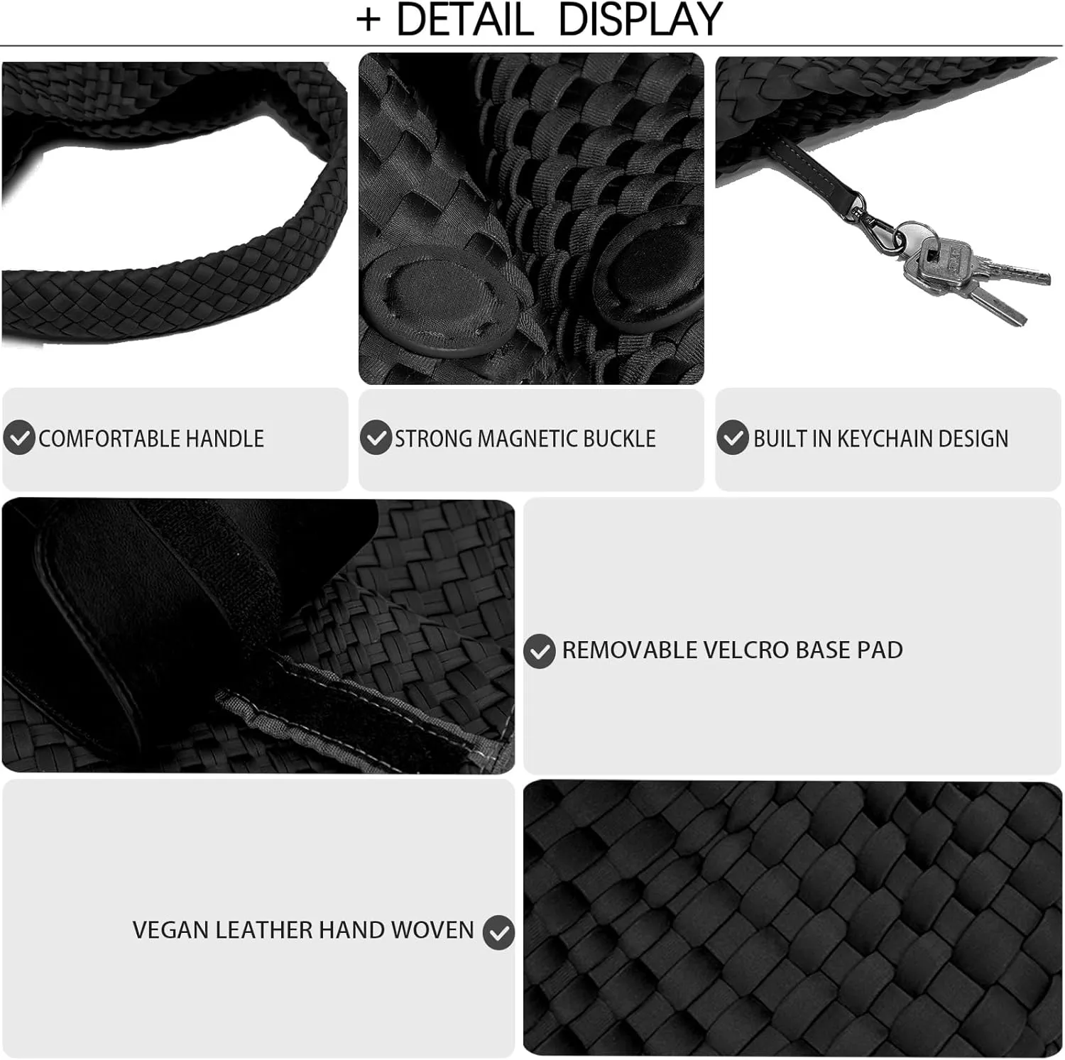 JINMANXUE Woven Purse for Women, Neoprene Top-handle Shoulder Bag, Hobo Tote, Travel Handbag, Wrist Bag For Work Shopping