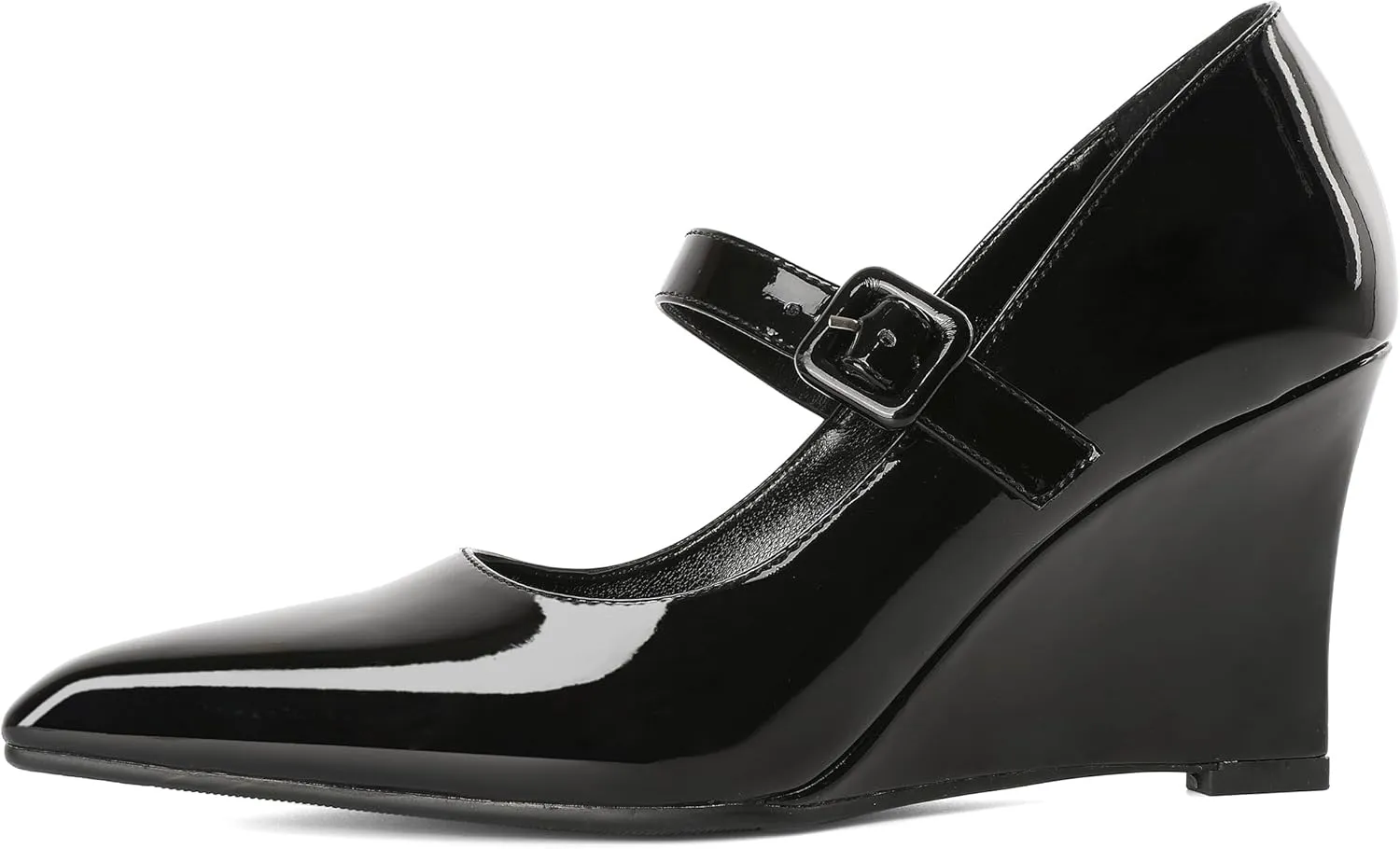 Joseywade Womens Mary Jane Heels Wedge Pumps Closed Toe High Heels Adjustable Ankle Strap Shoes