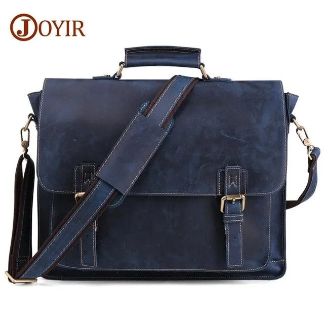 JOYIR 2019 Vintage Men's Genuine Leather Briefcase Crazy Horse Genuine Leather Messenger Male Laptop Bag Men Business Travel Bag
