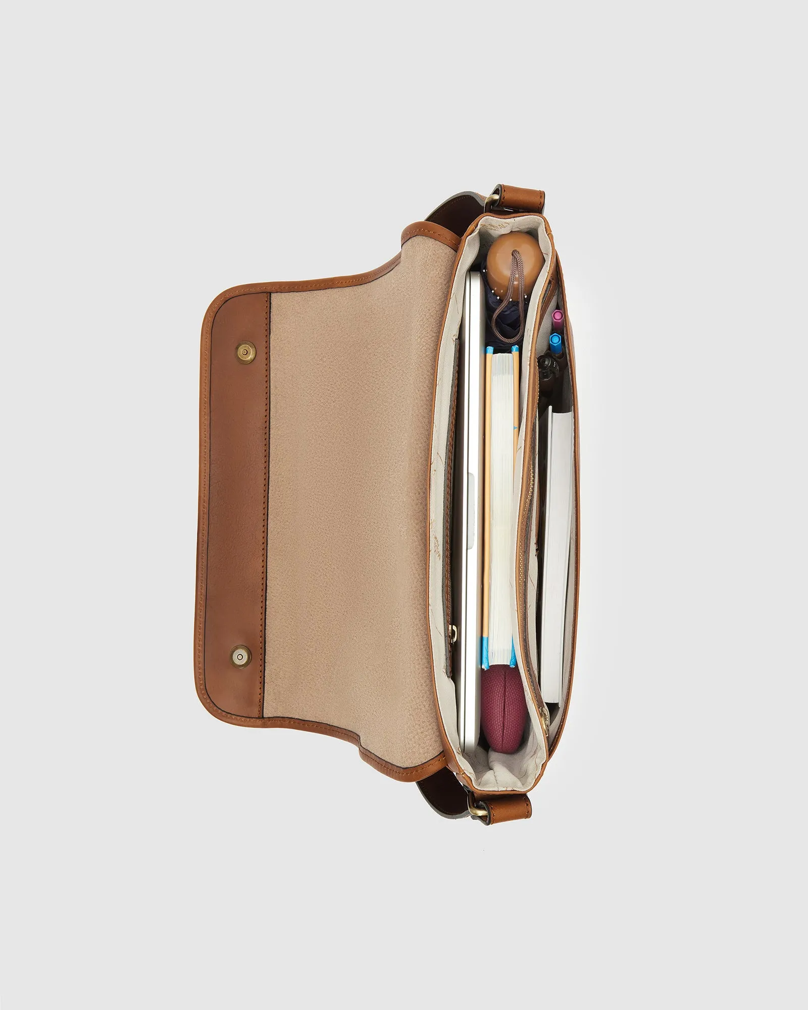 Julius Matt Brown Leather Messenger Single Compartment