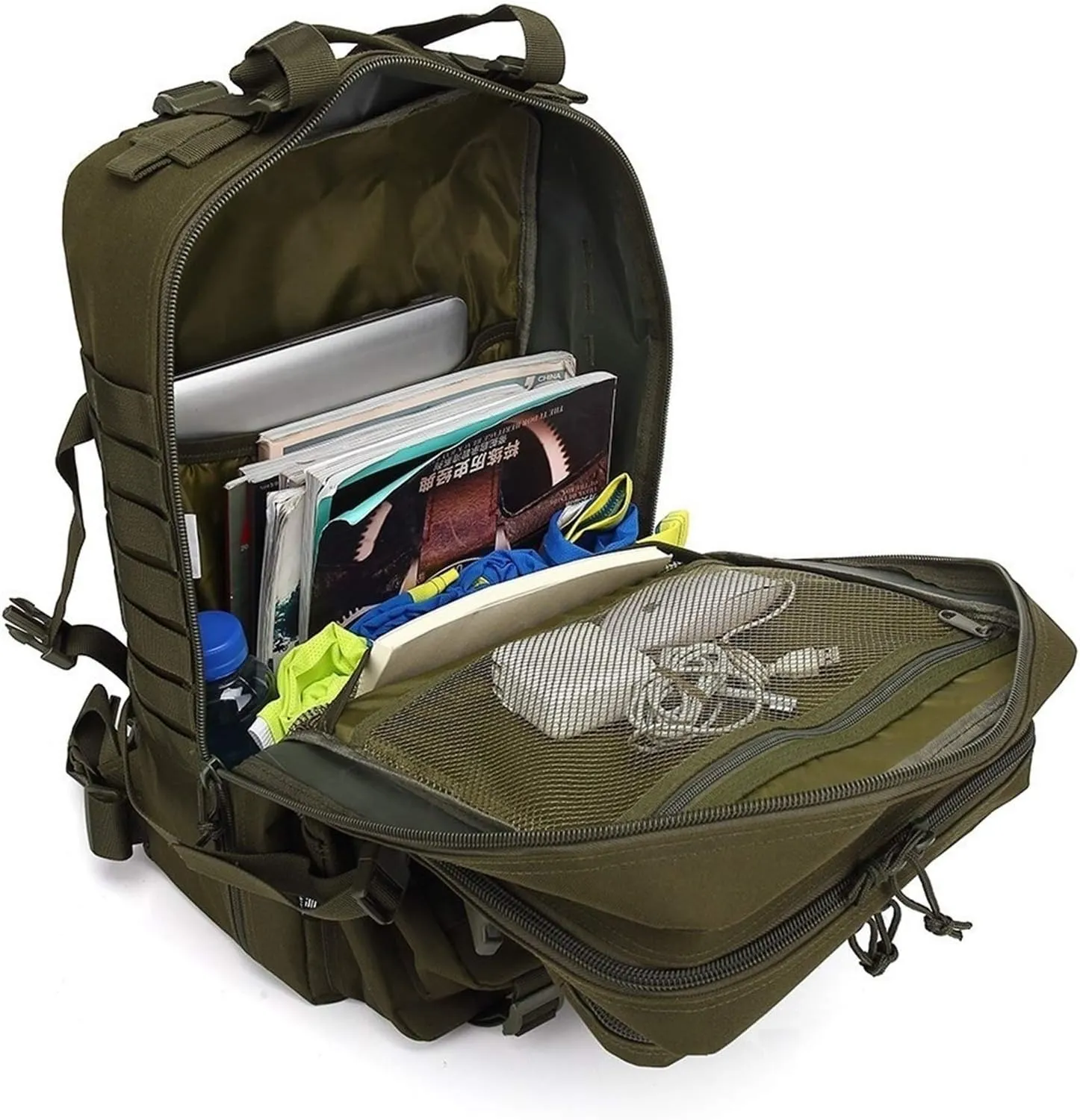 Jungle Leopard 50L Nylon Waterproof Trekking Fishing Hunting Bag Backpack Outdoor Military Rucksacks Tactical Sports Camping Hiking (Color : TBP001-Khaki)