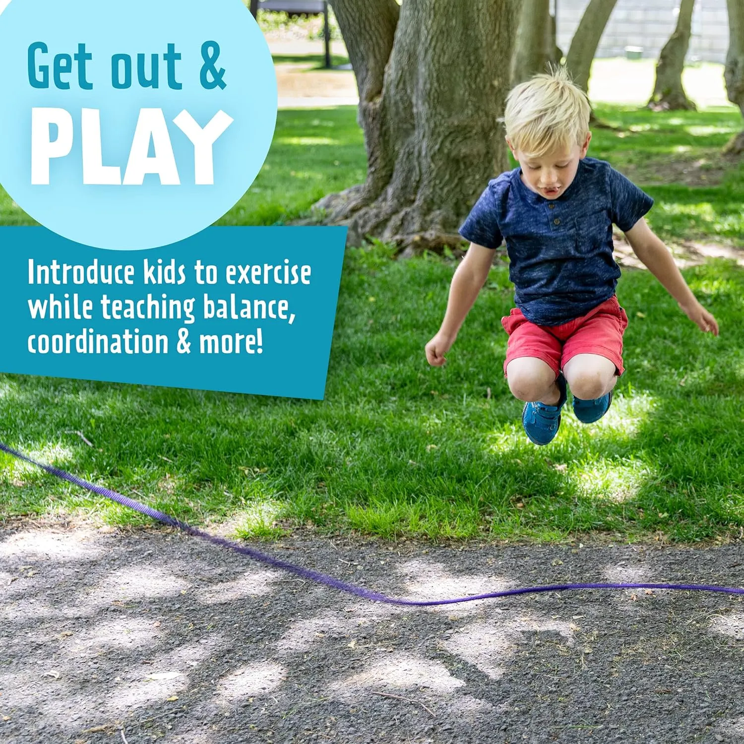 Just Jump It 16' Foot Single Jump Rope for Kids Women and Men - Active Outdoor Youth Fitness Excersing Equipment - Double Dutch Length Gym Accessories