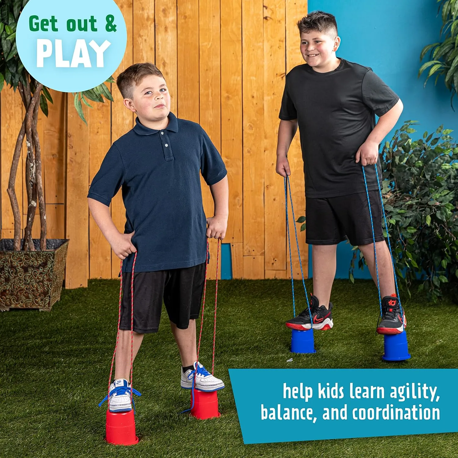 Just Jump It EZ Can Steppers Kids Stilts, Balance Stepping Stones for Kids, Walking Platform Stilt Sensory Stomper Toy for Children