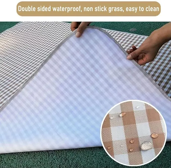 K Y KANGYUN Outdoor Picnic Blanket, Extra Large Beach Blanket, Foldable Lightweight Waterproof Sand Mat, Picnic Blanket 80" x 60" for Beach Camping Hiking Park Patio (Brown, 80x60 inch)