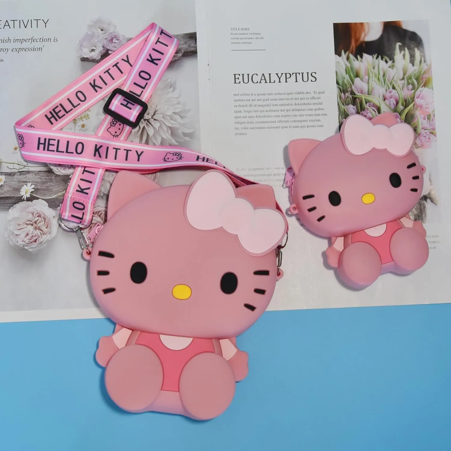 Kawaii Kitty Bag with Adjustable Shoulder Strap, Zipper Handbag Cute Kitty Coin Wallet Purse Shoulder Bag,