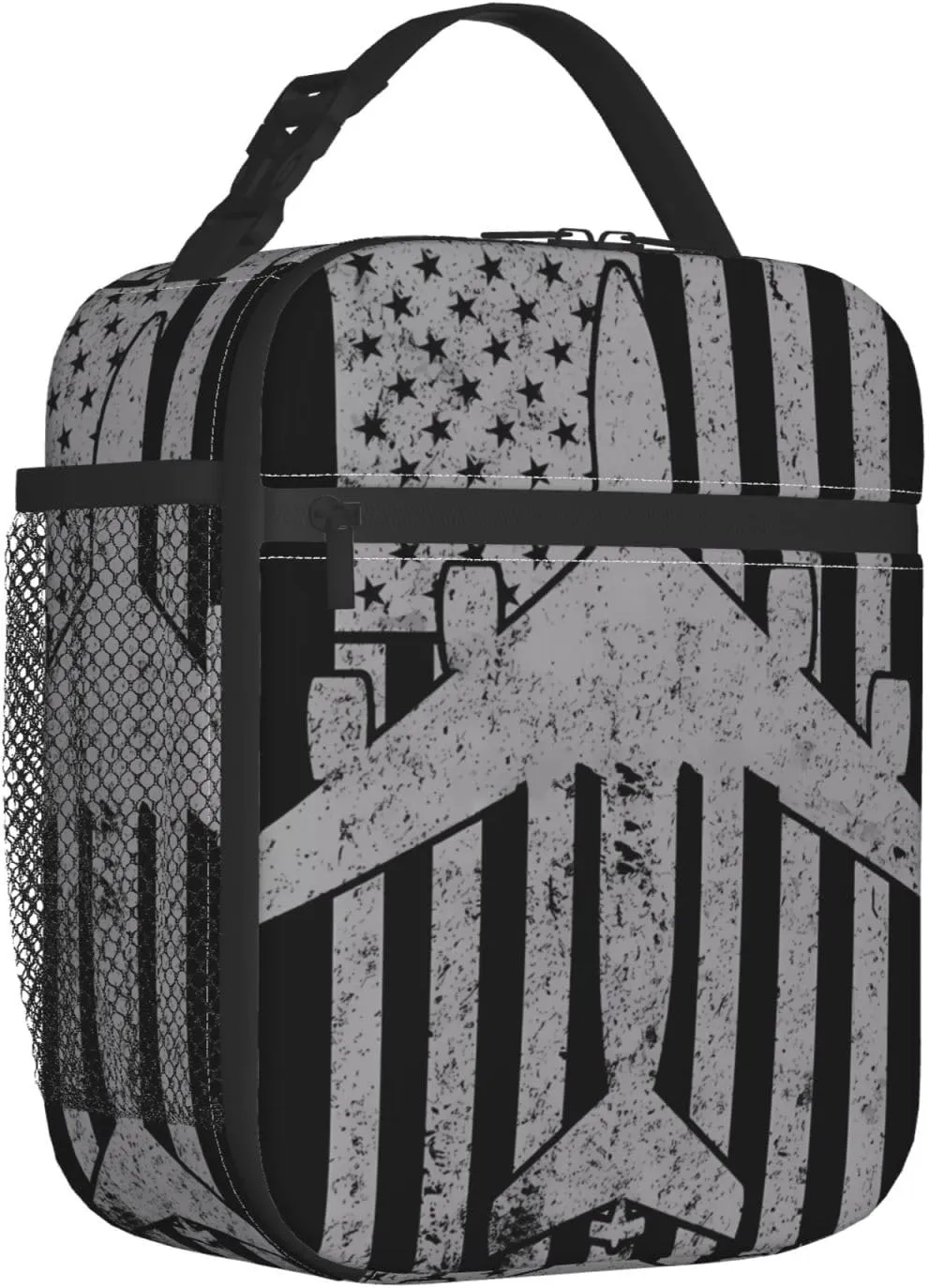 KC-135 Stratotanker Military Tanker Aircraft Vintage Flag Lunch Bag Insulated Lunch Box Reusable Tote Bags For Work Picnic Office Travel