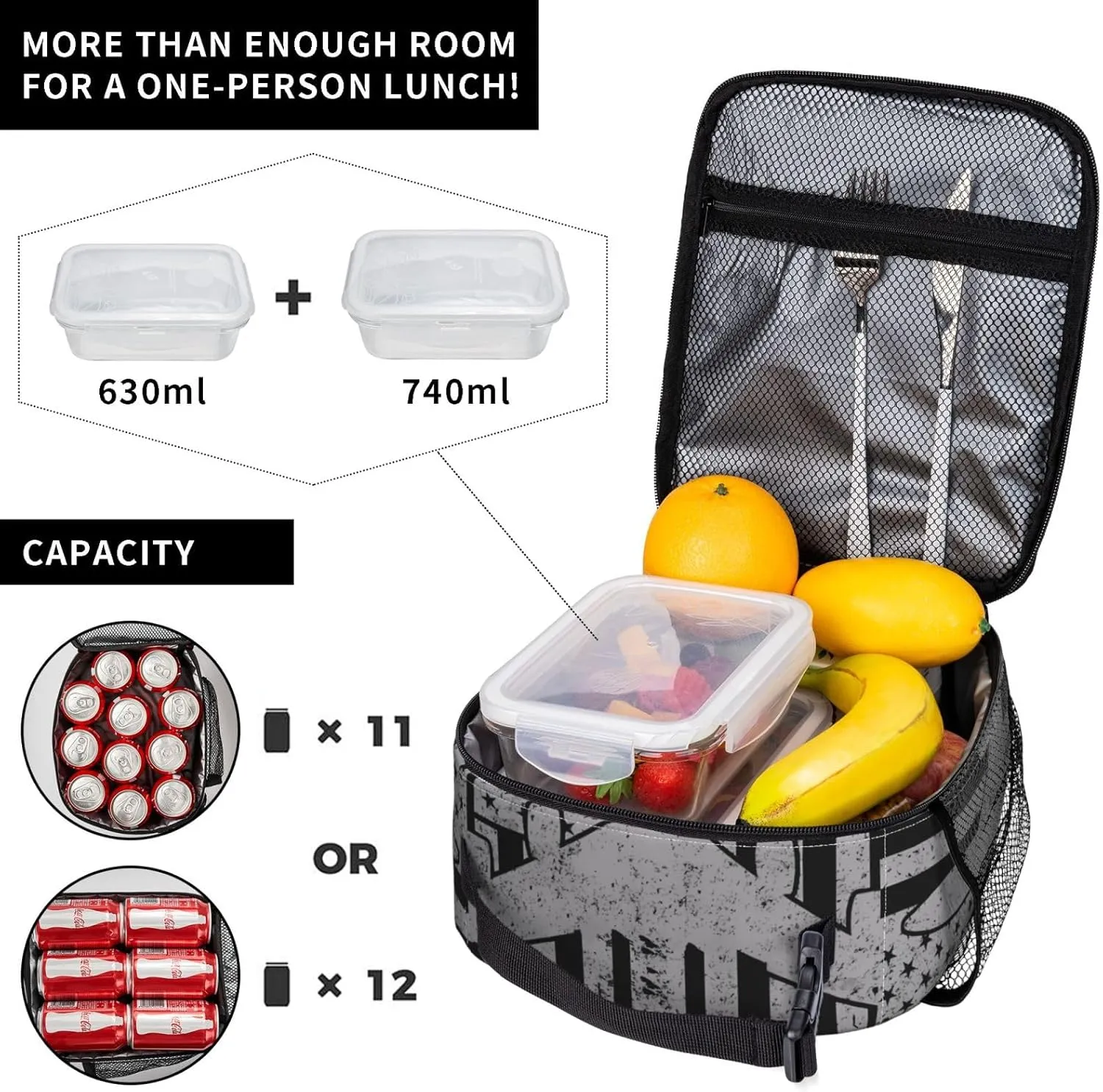 KC-135 Stratotanker Military Tanker Aircraft Vintage Flag Lunch Bag Insulated Lunch Box Reusable Tote Bags For Work Picnic Office Travel