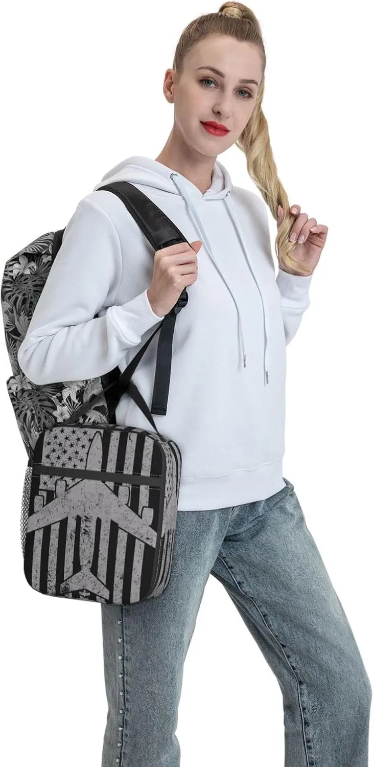 KC-135 Stratotanker Military Tanker Aircraft Vintage Flag Lunch Bag Insulated Lunch Box Reusable Tote Bags For Work Picnic Office Travel