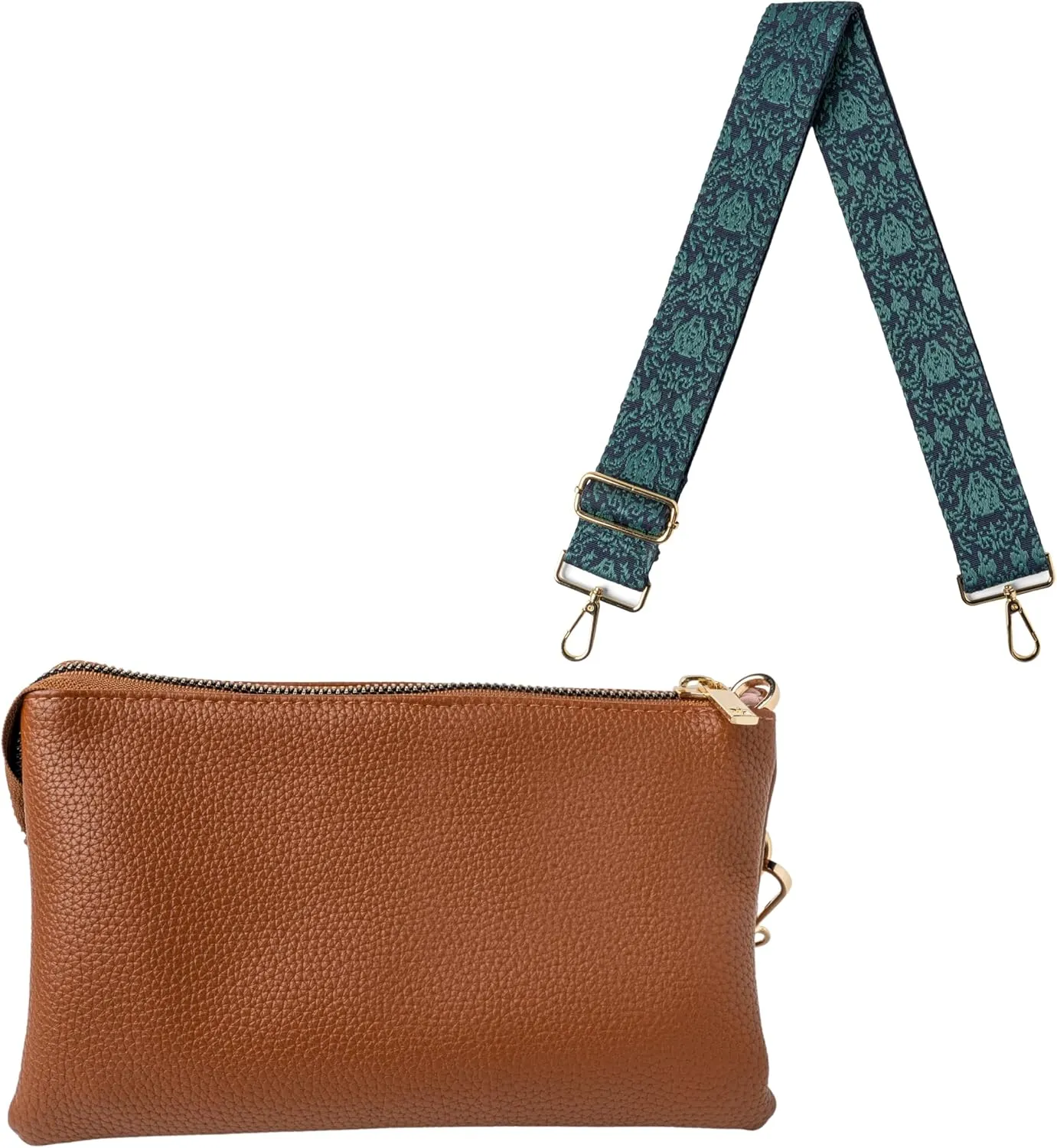 KEDZIE Eclipse Convertible Purse Wallet (Chestnut) & Interchangeable 2-Inch Bag Strap (Viceroy)