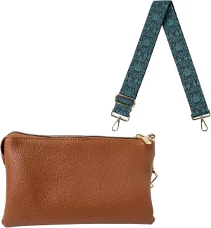 KEDZIE Eclipse Convertible Purse Wallet (Chestnut) & Interchangeable 2-Inch Bag Strap (Viceroy)