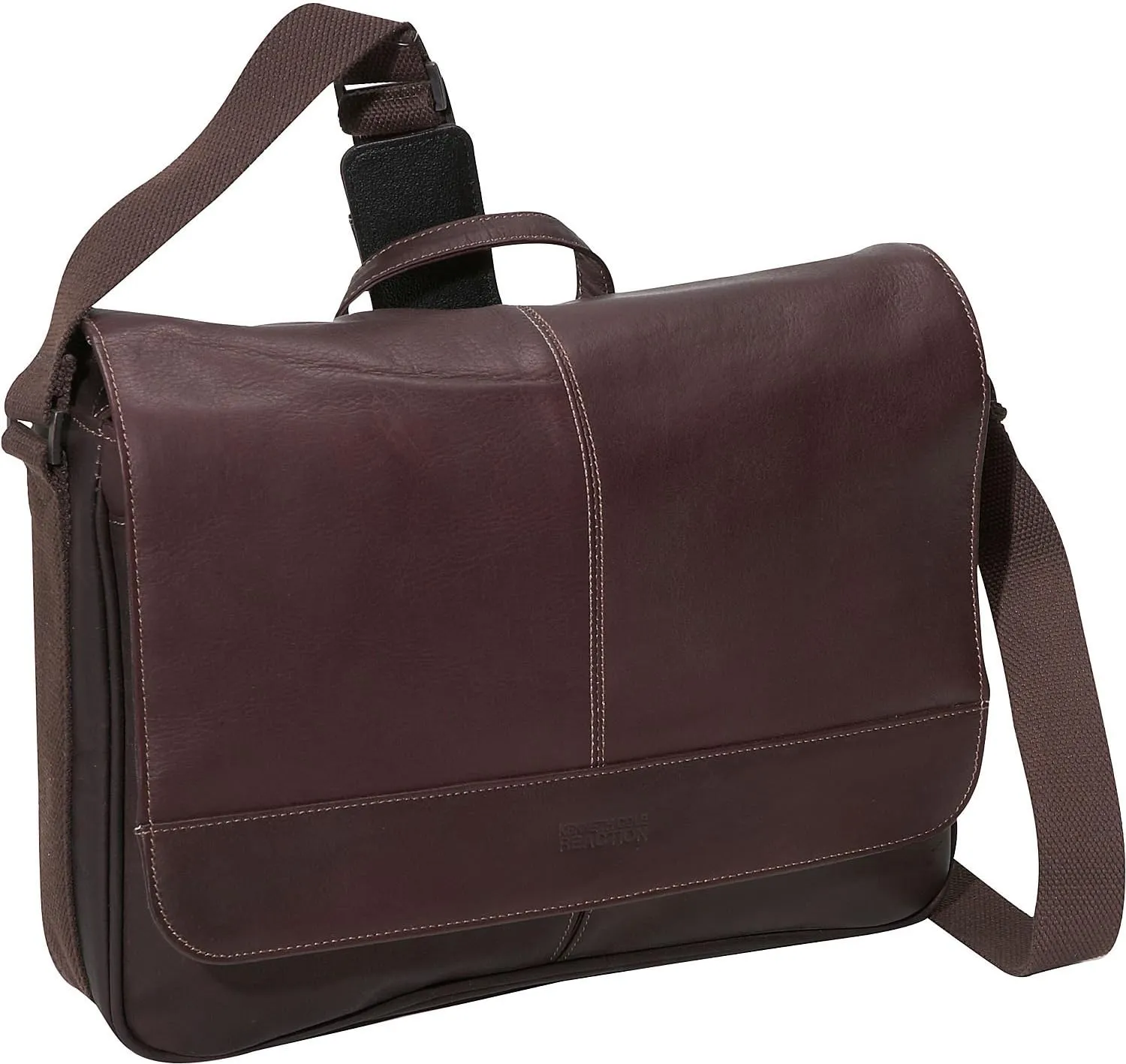 Kenneth Cole REACTION Risky Business Messenger Full-Grain Colombian Leather Crossbody Laptop Case & Tablet Day Bag