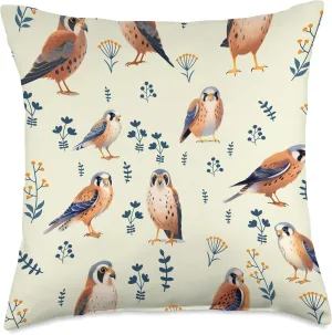 Kestrel Pattern in Beige Amazing Nature Lover Art Men Women Throw Pillow, 18x18, Multicolor