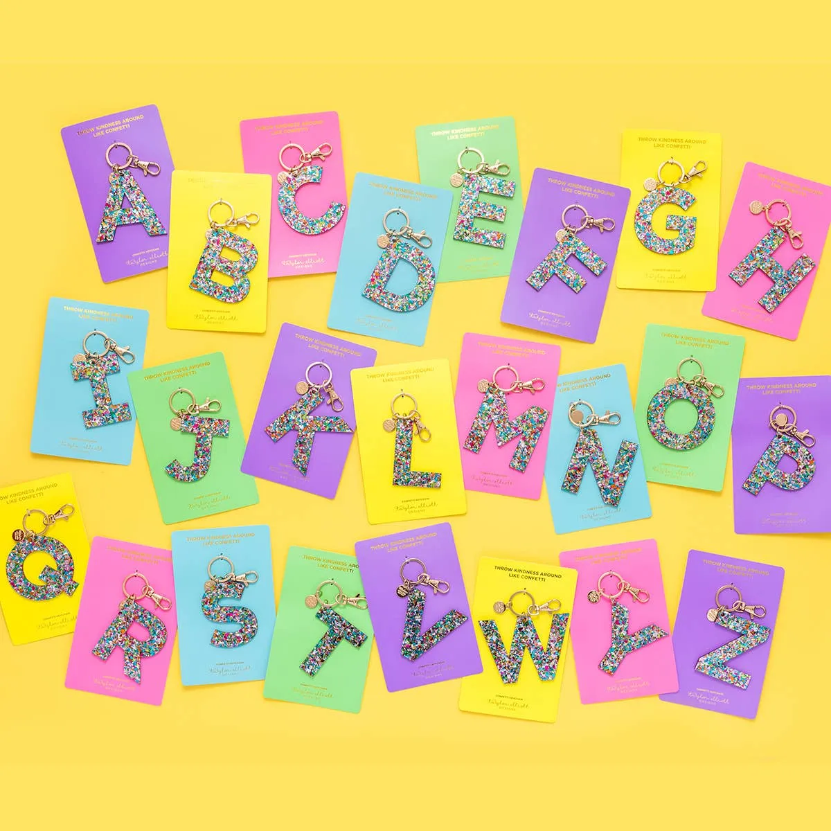 Keychains - Letters A-Z - Colorful Confetti - Each: H