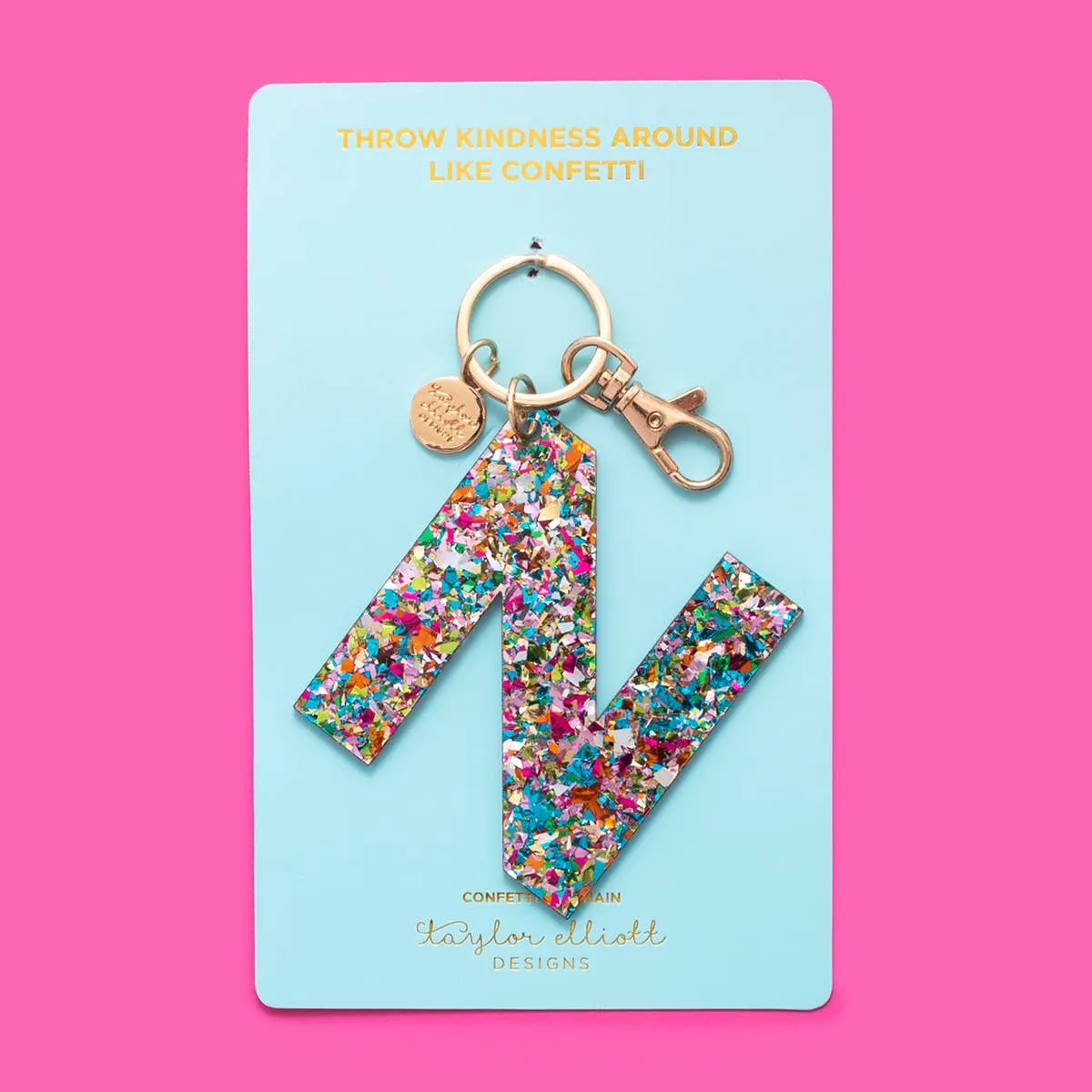 Keychains - Letters A-Z - Colorful Confetti - Each: H