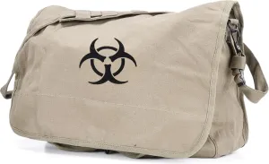 Khaki Vintage Biohazard Shoulder Bag | Rugged Canvas Messenger Bag