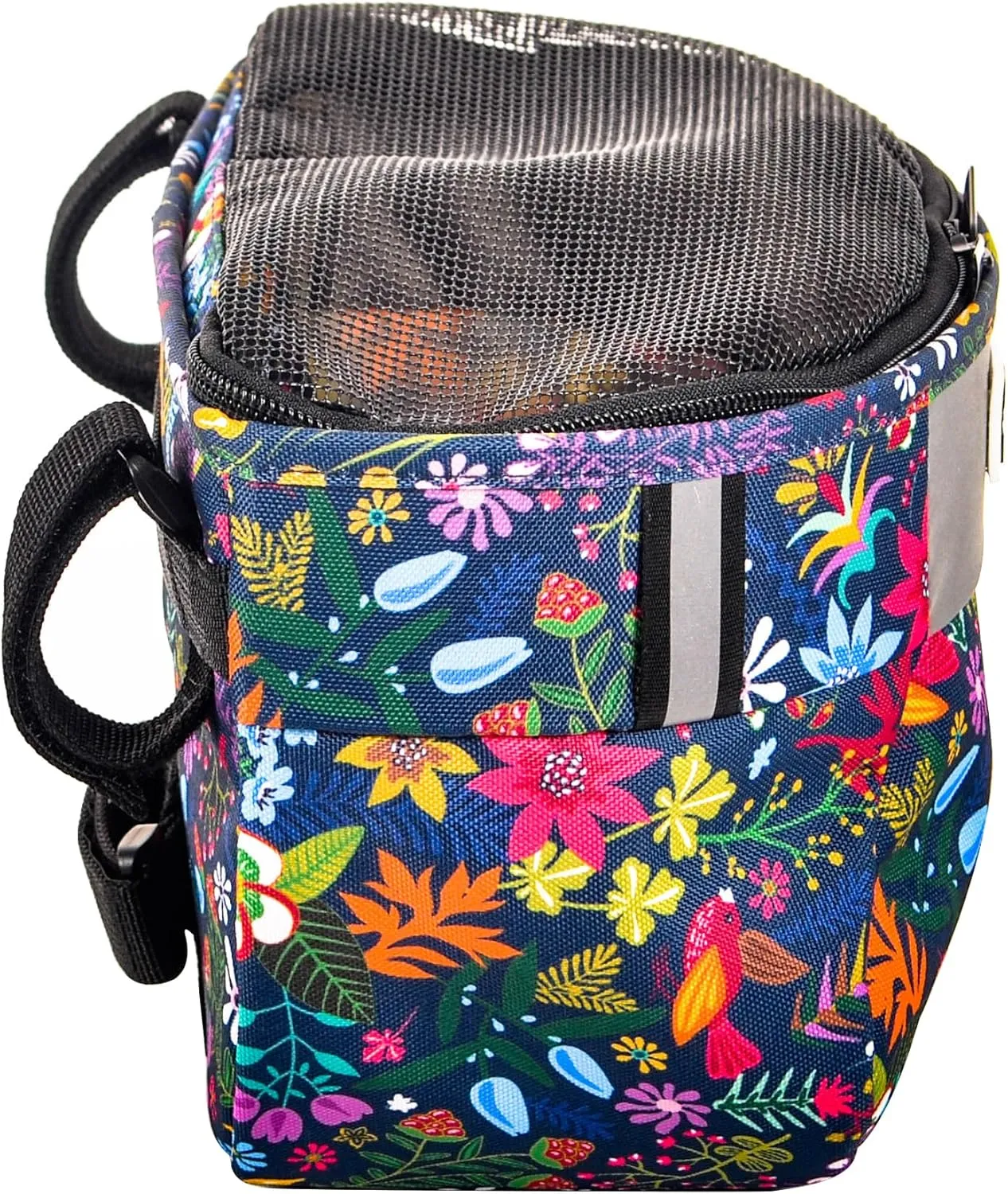Kids Bike Basket,Durable Front Frame Bicycle & Scooter Basket Bag,Waterproof Fabric Bicycle Handlebar Bag for Boys, Girls, Toddlers with Zipper Mesh Lip(Flower)