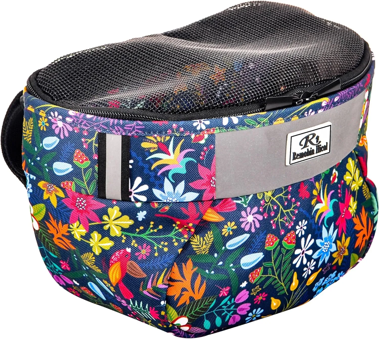Kids Bike Basket,Durable Front Frame Bicycle & Scooter Basket Bag,Waterproof Fabric Bicycle Handlebar Bag for Boys, Girls, Toddlers with Zipper Mesh Lip(Flower)