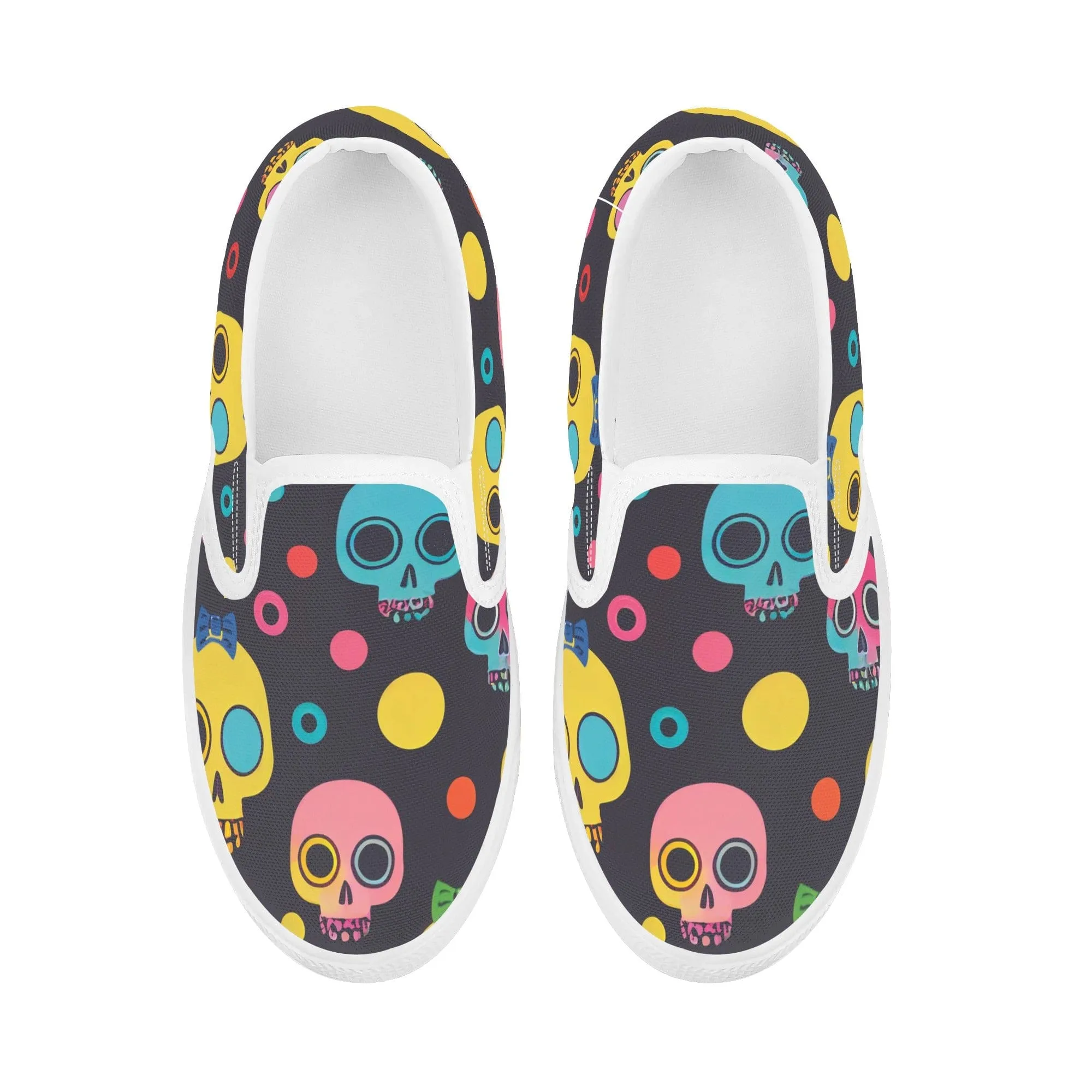 Kid's Colorful Skulls Slip On Shoes