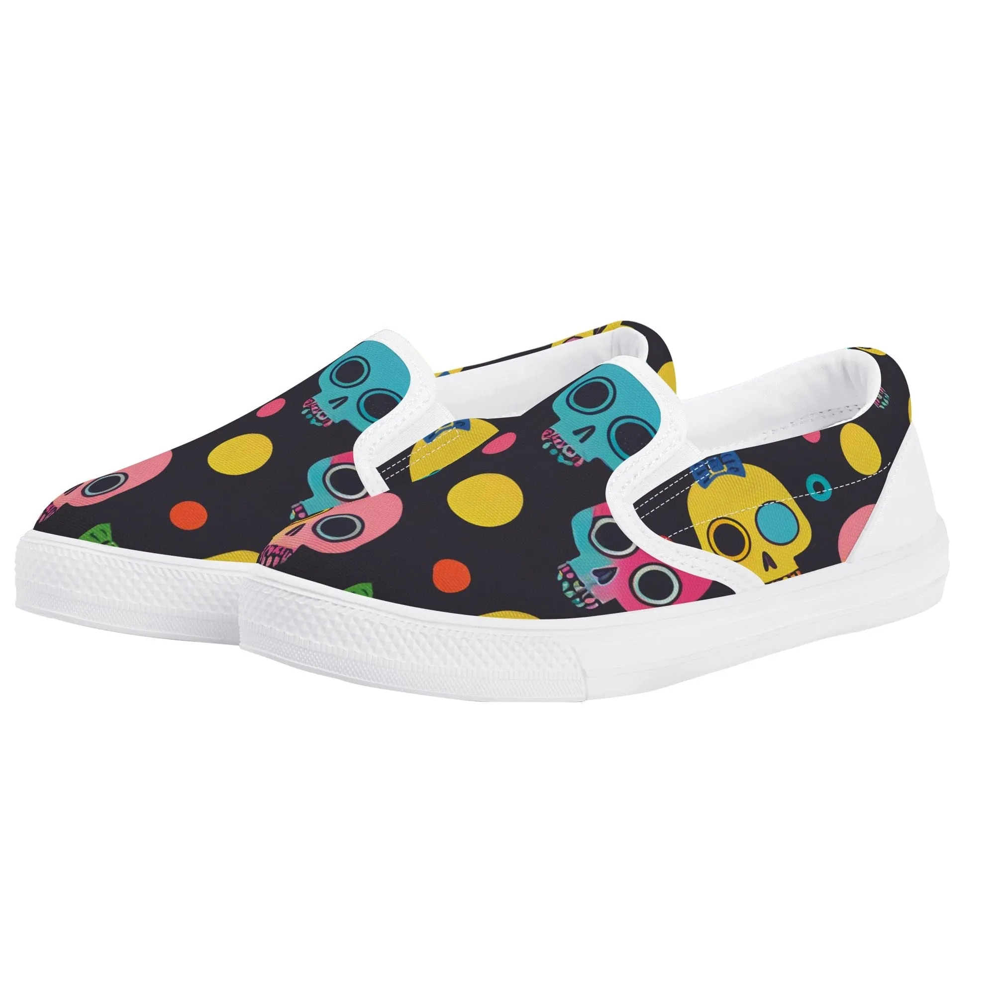 Kid's Colorful Skulls Slip On Shoes
