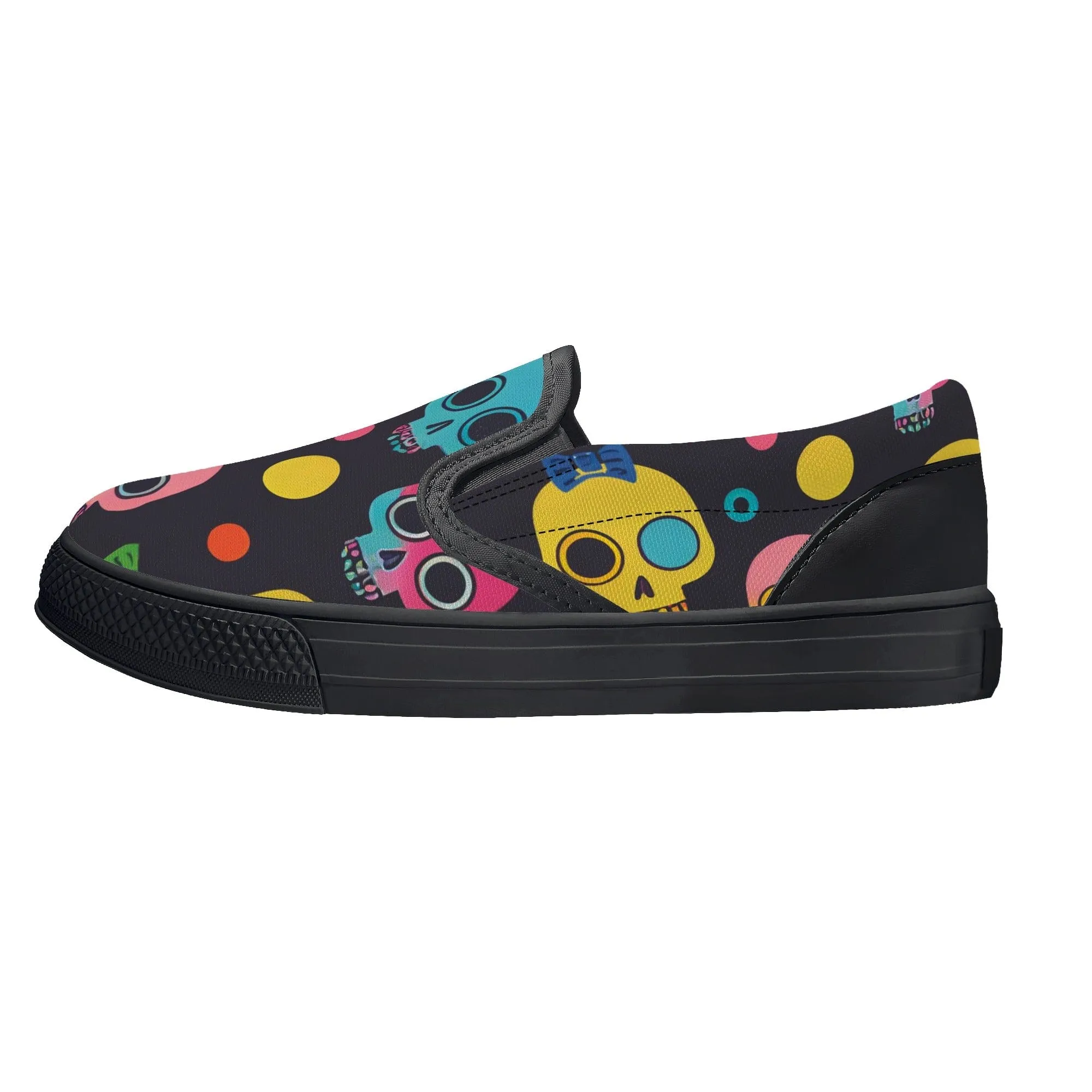 Kid's Colorful Skulls Slip On Shoes