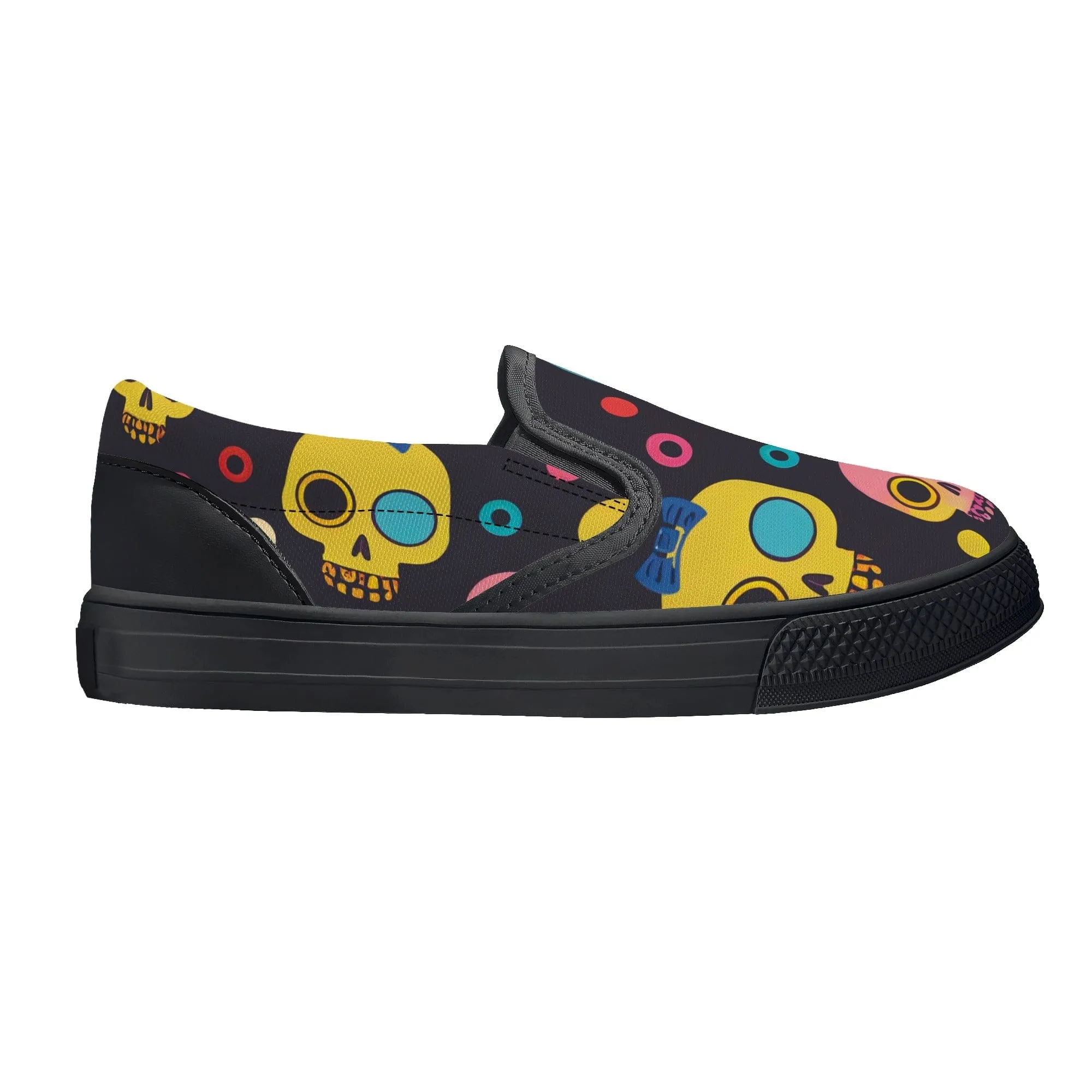 Kid's Colorful Skulls Slip On Shoes