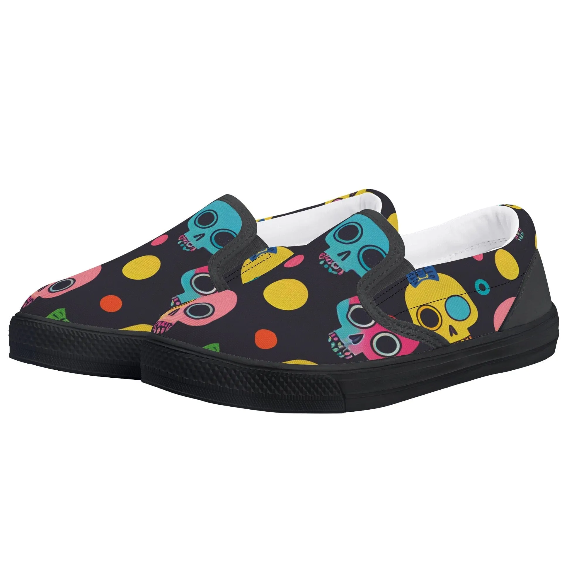 Kid's Colorful Skulls Slip On Shoes