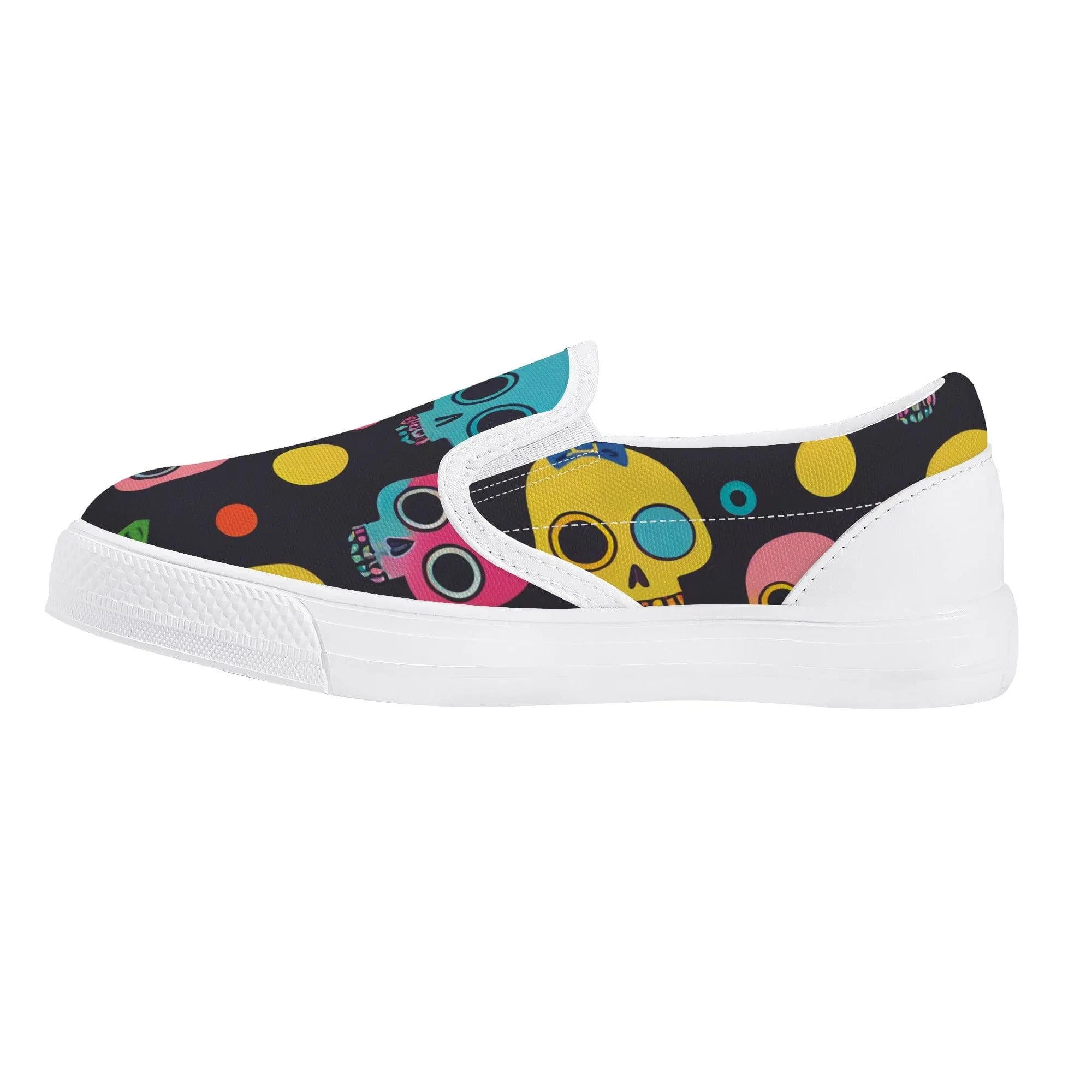 Kid's Colorful Skulls Slip On Shoes