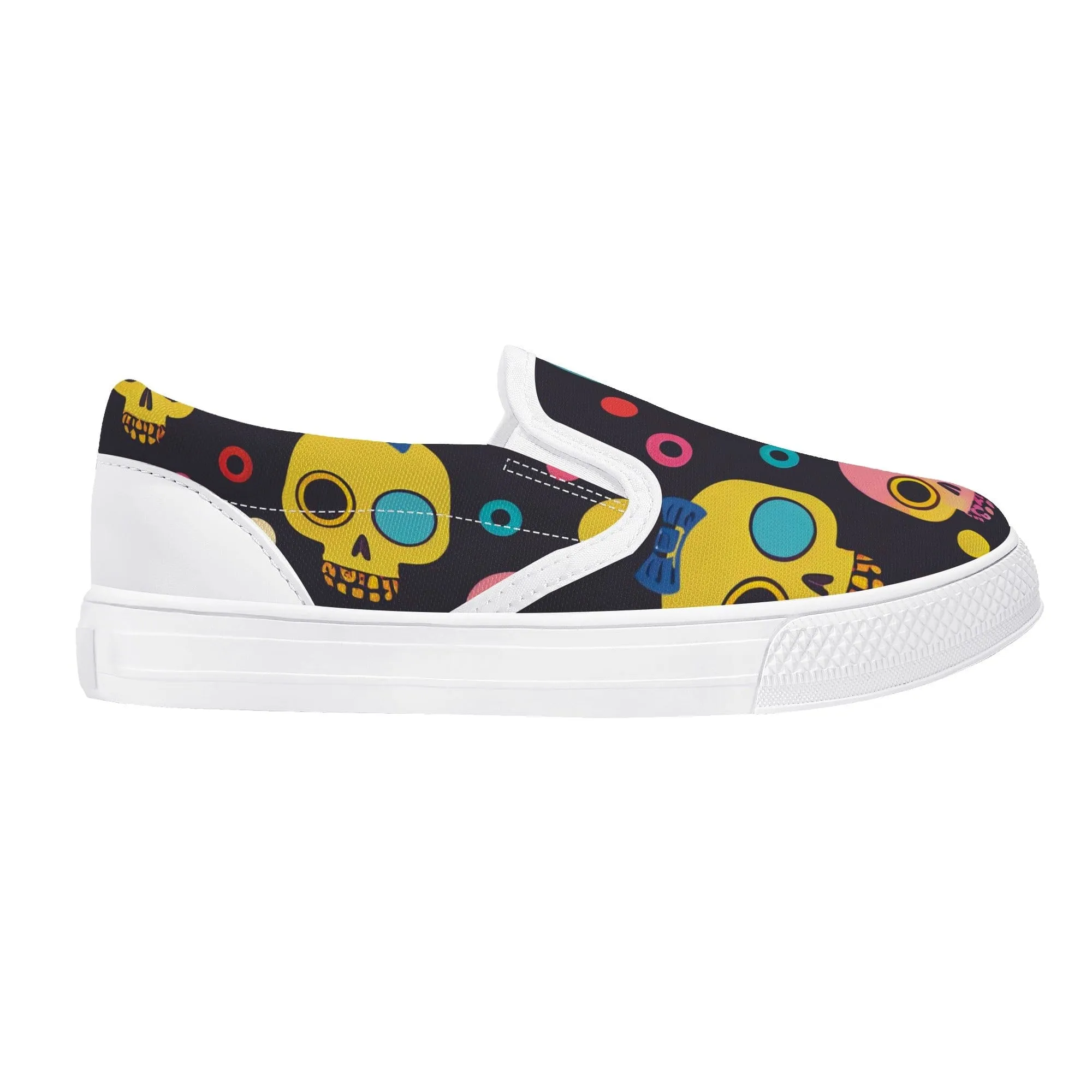 Kid's Colorful Skulls Slip On Shoes