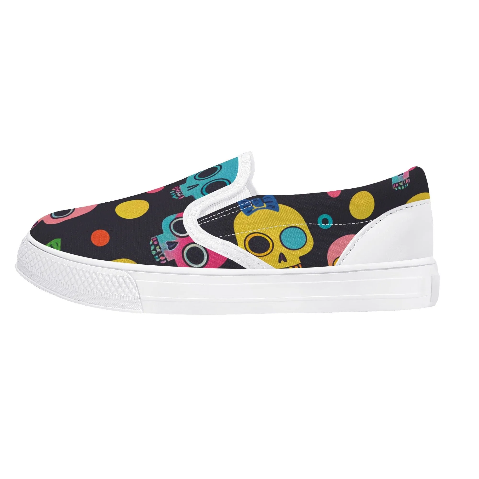 Kid's Colorful Skulls Slip On Shoes