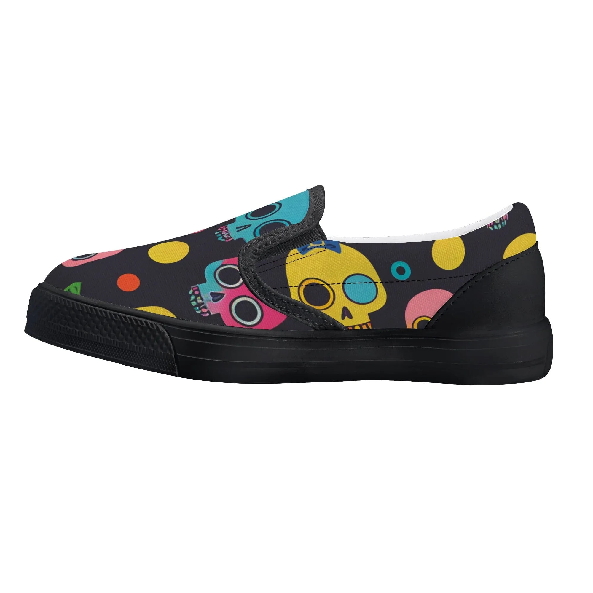 Kid's Colorful Skulls Slip On Shoes