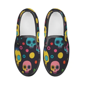 Kid's Colorful Skulls Slip On Shoes