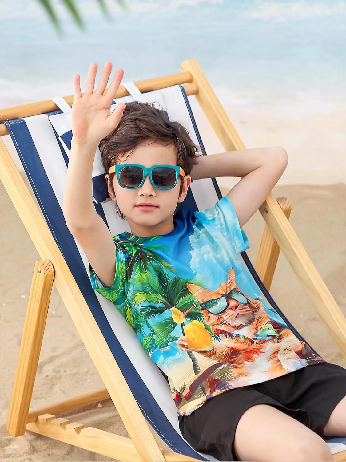 Kids Funny Graphic Polyester Colorful T Shirt for Boys Girls Size 4-14