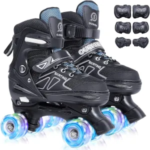 Kids Roller Skates, Adjustable Size Girl Roller Skates for Kids Beginner, Toddlers Roller Skate with 8 Light Up Wheels, Outdoor Roller Skating for Boys, Girls, Skating Shoes for Ages 3-12
