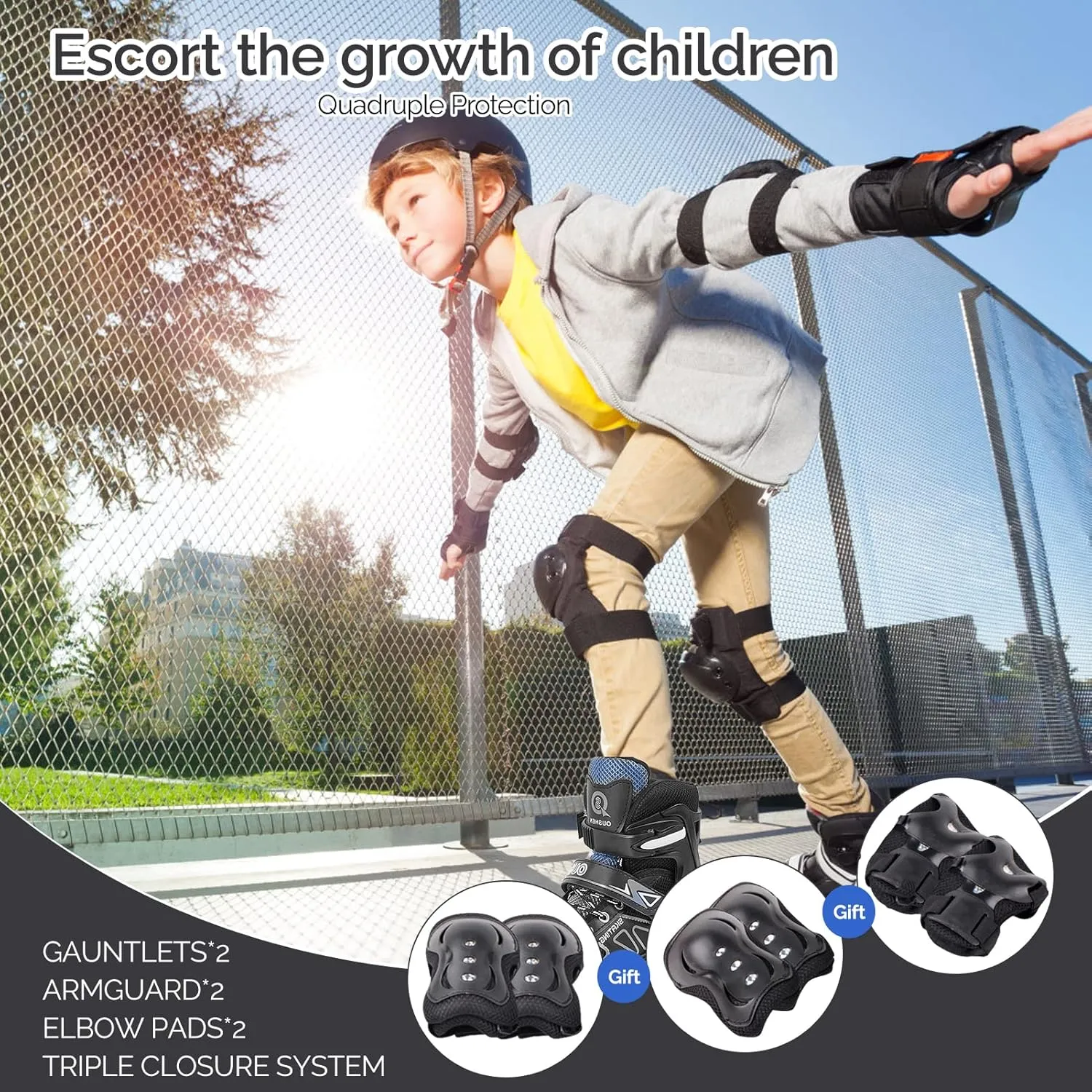 Kids Roller Skates, Adjustable Size Girl Roller Skates for Kids Beginner, Toddlers Roller Skate with 8 Light Up Wheels, Outdoor Roller Skating for Boys, Girls, Skating Shoes for Ages 3-12