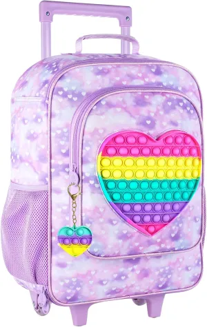 Kids Suitcase with Wheels for Girls and Boys, Rolling Carry on Luggage for Toddler Children