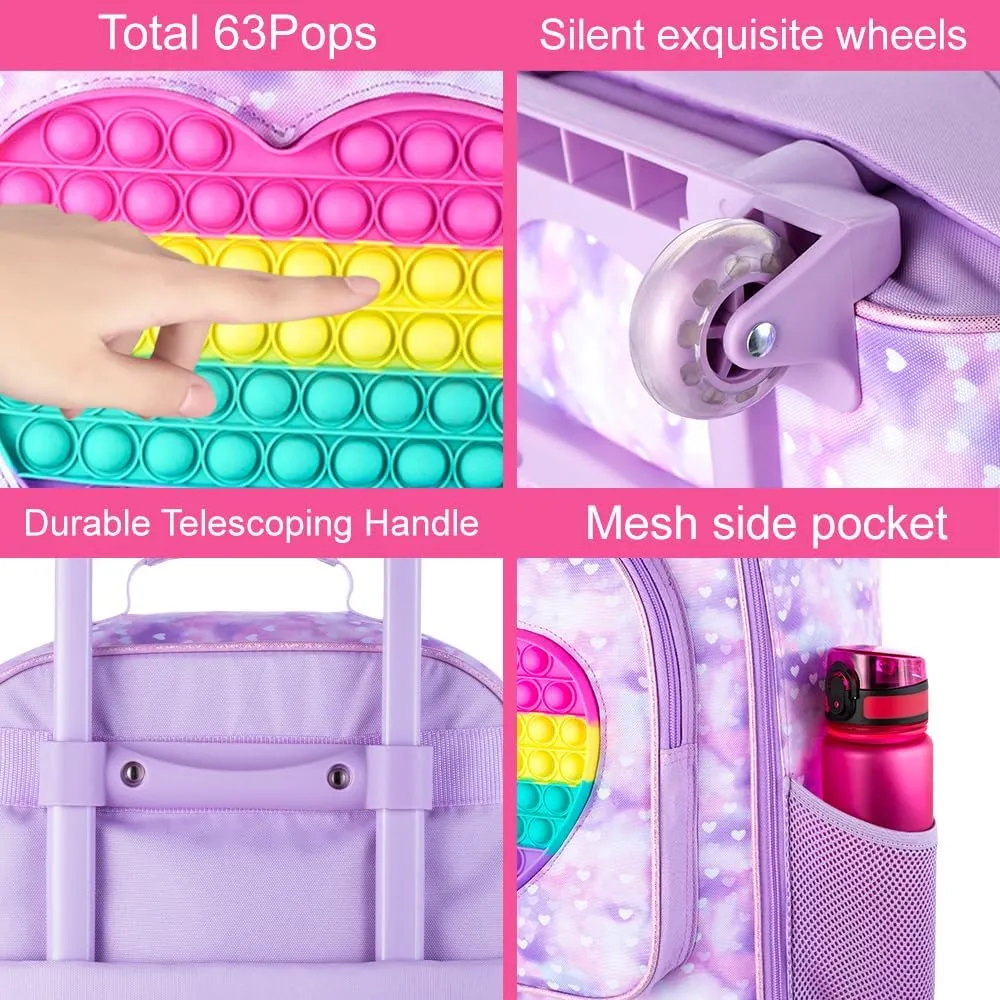 Kids Suitcase with Wheels for Girls and Boys, Rolling Carry on Luggage for Toddler Children
