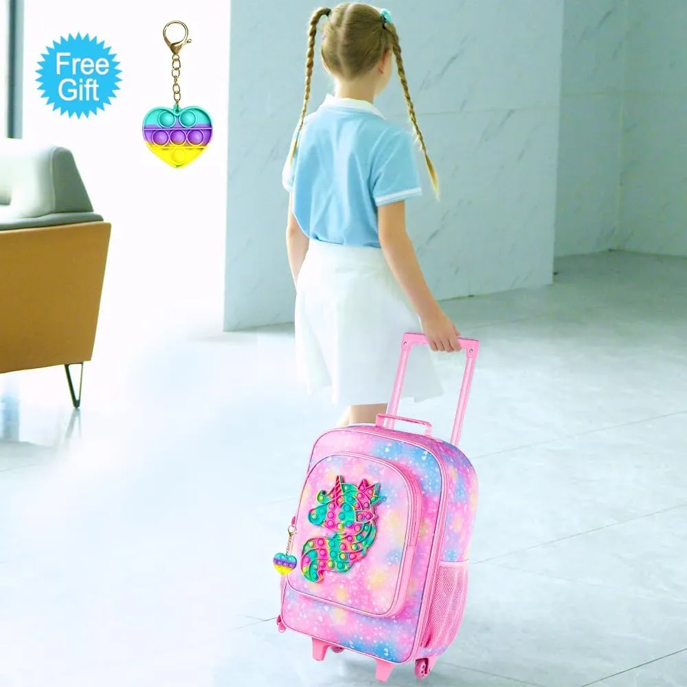 Kids Suitcase with Wheels for Girls and Boys, Rolling Carry on Luggage for Toddler Children